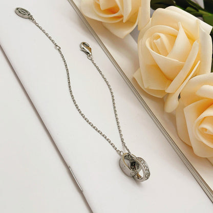 [Lumi Jewelery]LOVE DOUBLE RING HALF DIAMOND BRACELET