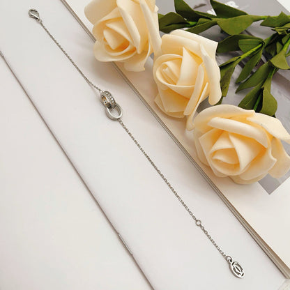 [Lumi Jewelery]LOVE DOUBLE RING HALF DIAMOND BRACELET