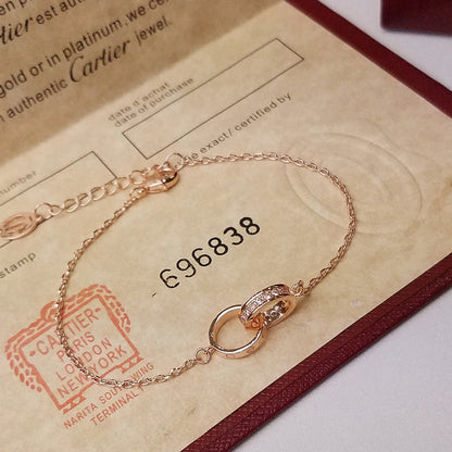 [Lumi Jewelery]LOVE DOUBLE RING HALF DIAMOND BRACELET