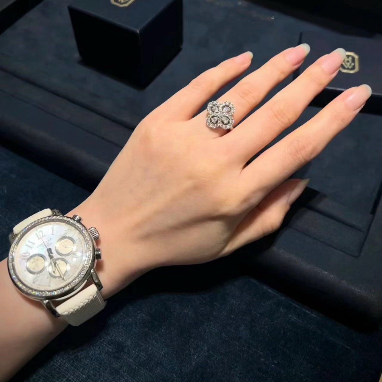 [Lumi Jewels]LOOP RING FULL MOTIF DIAMOND 16MM SILVE