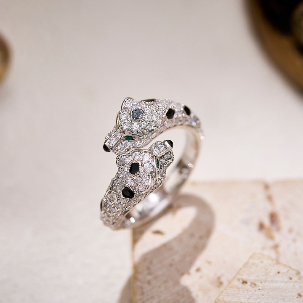 [Lumi Jewelery]PANTHERE DOUBLE HEADED FULL DIAMOND  RING