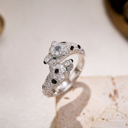 [Lumi Jewelery]PANTHERE DOUBLE HEADED FULL DIAMOND  RING