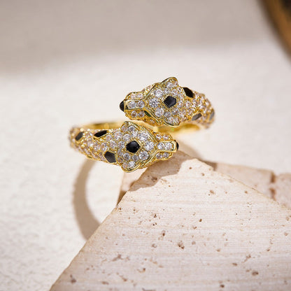 [Lumi Jewelery]PANTHERE DOUBLE HEADED FULL DIAMOND  RING