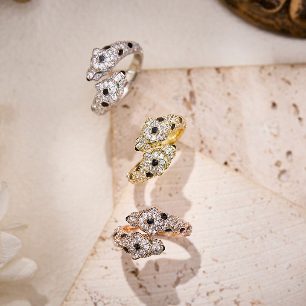 [Lumi Jewelery]PANTHERE DOUBLE HEADED FULL DIAMOND  RING