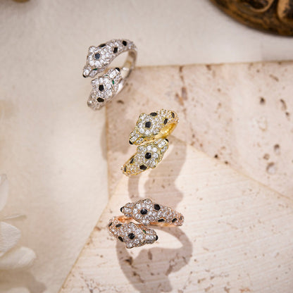 [Lumi Jewelery]PANTHERE DOUBLE HEADED FULL DIAMOND  RING