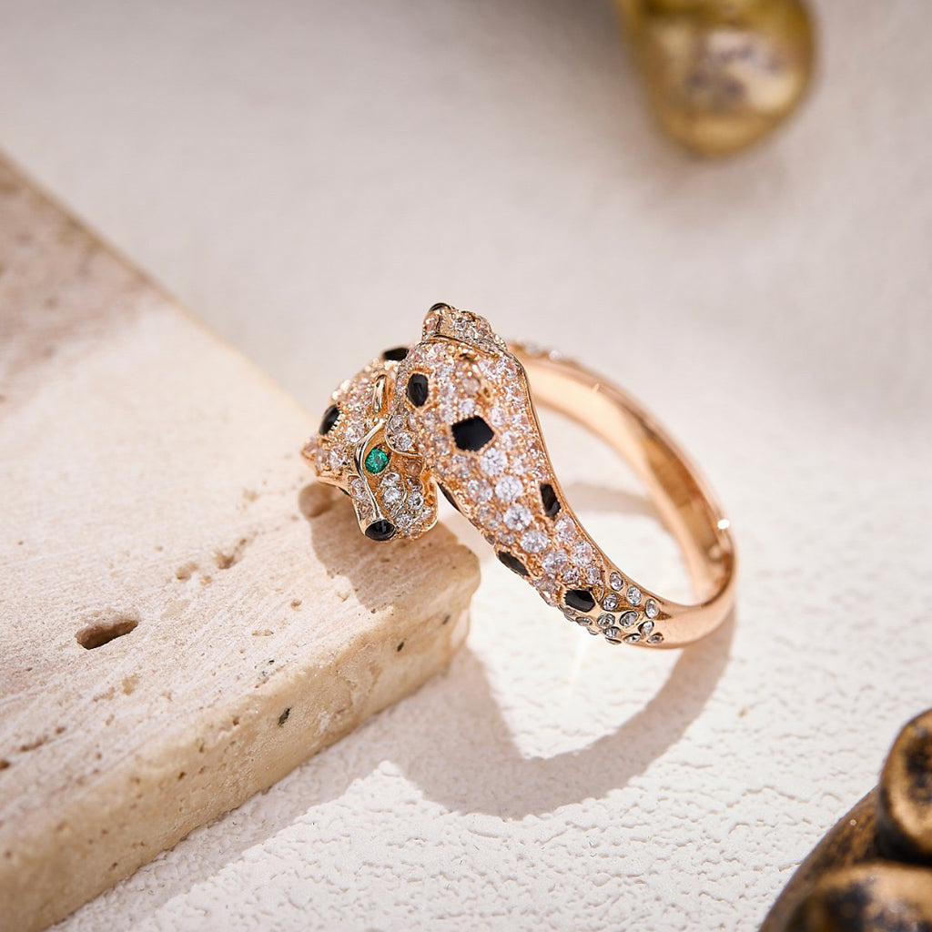 [Lumi Jewelery]PANTHERE DOUBLE HEADED FULL DIAMOND  RING