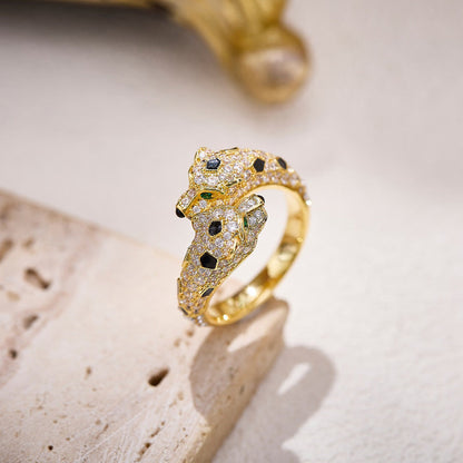 [Lumi Jewelery]PANTHERE DOUBLE HEADED FULL DIAMOND  RING