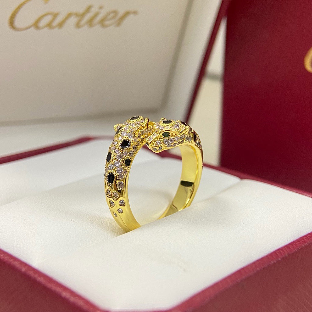 [Lumi Jewelery]PANTHERE DOUBLE HEADED FULL DIAMOND  RING