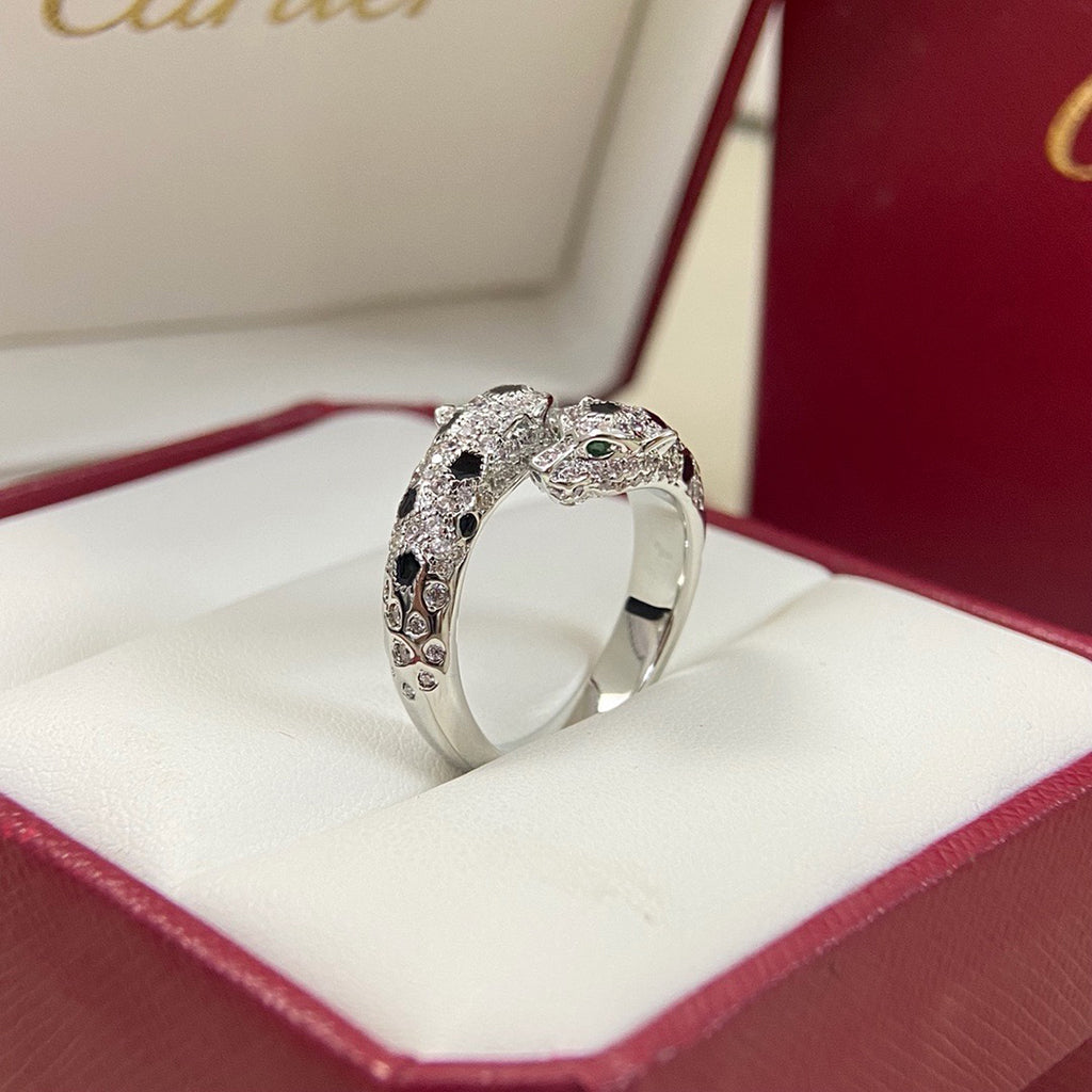 [Lumi Jewelery]PANTHERE DOUBLE HEADED FULL DIAMOND  RING