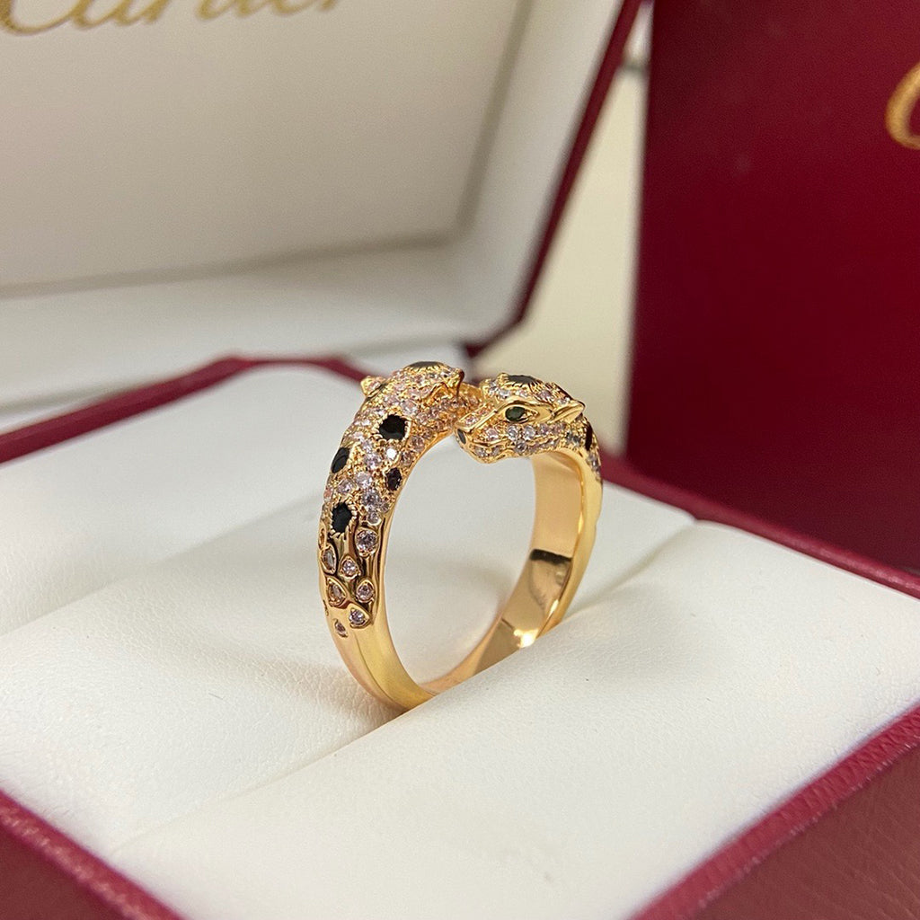[Lumi Jewelery]PANTHERE DOUBLE HEADED FULL DIAMOND  RING