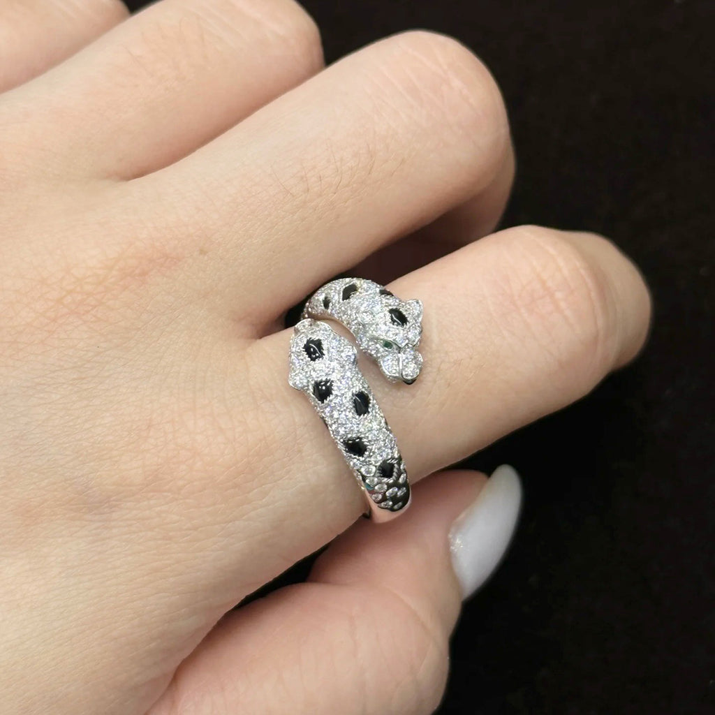[Lumi Jewelery]PANTHERE DOUBLE HEADED FULL DIAMOND  RING