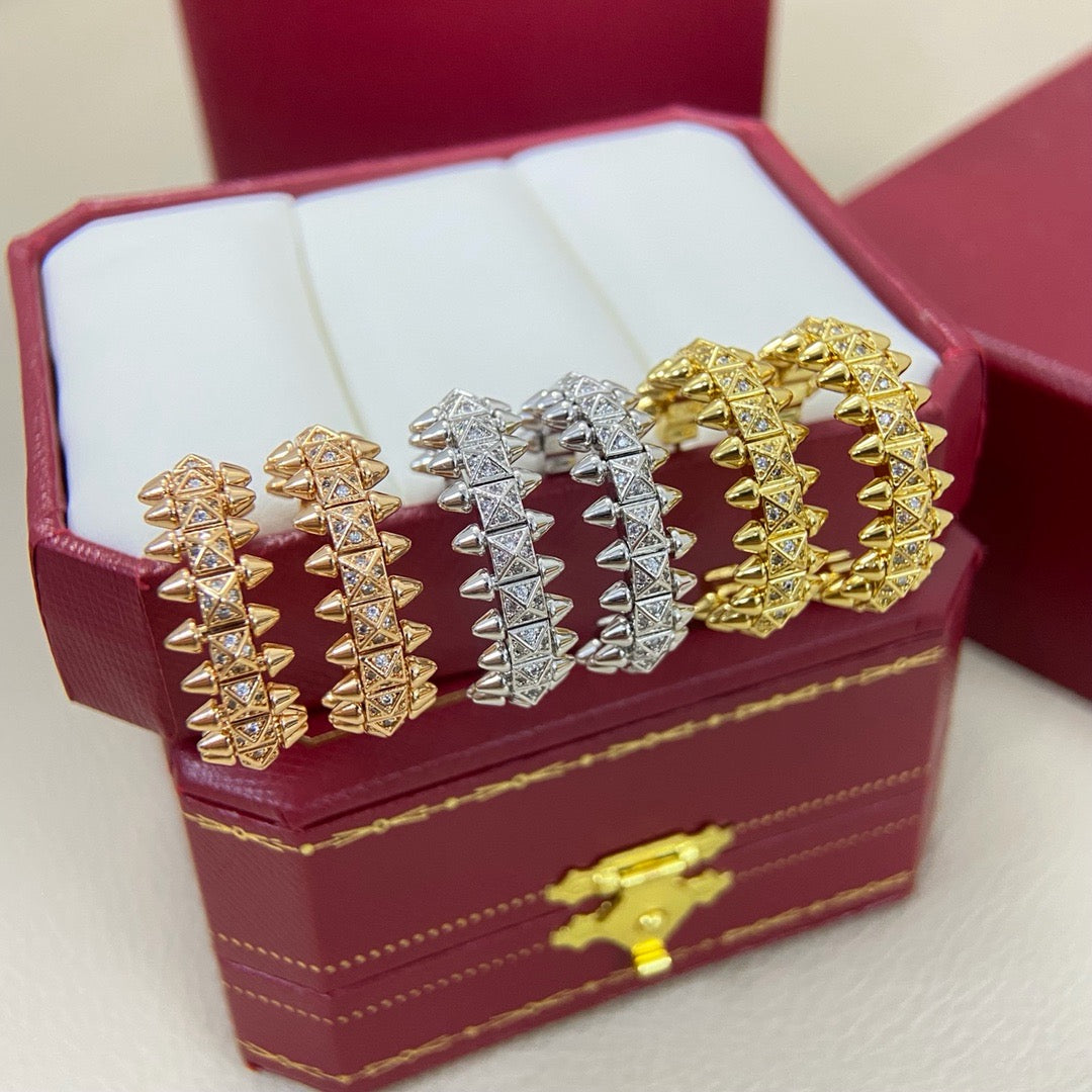 [Lumi Jewelery]CLASH 6.4MM FULL DIAMOND SMALL EARRINGS