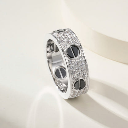 [Lumi Jewelery]LOVE RING 5.5MM DIAMONDS PAVED CERAMIC