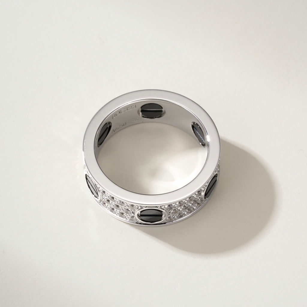 [Lumi Jewelery]LOVE RING 5.5MM DIAMONDS PAVED CERAMIC