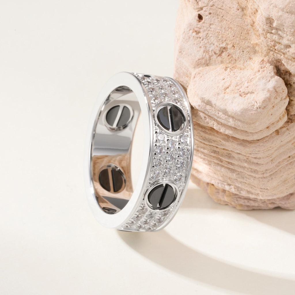 [Lumi Jewelery]LOVE RING 5.5MM DIAMONDS PAVED CERAMIC
