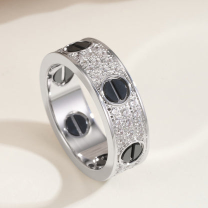 [Lumi Jewelery]LOVE RING 5.5MM DIAMONDS PAVED CERAMIC
