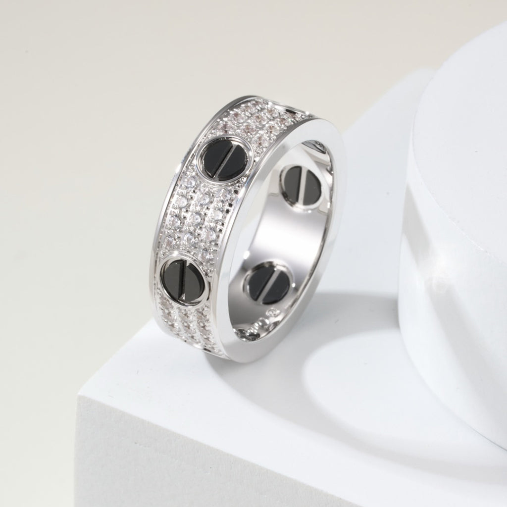 [Lumi Jewelery]LOVE RING 5.5MM DIAMONDS PAVED CERAMIC