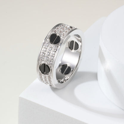 [Lumi Jewelery]LOVE RING 5.5MM DIAMONDS PAVED CERAMIC
