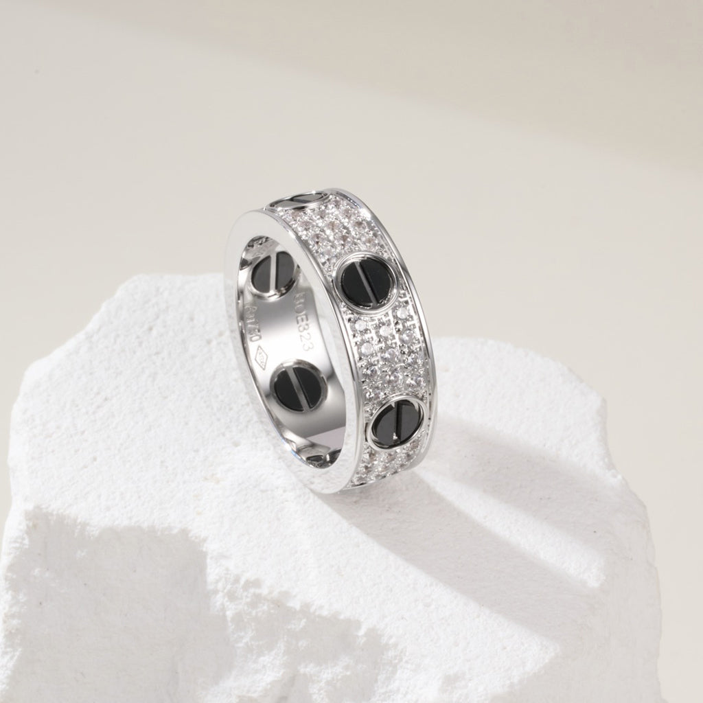 [Lumi Jewelery]LOVE RING 5.5MM DIAMONDS PAVED CERAMIC