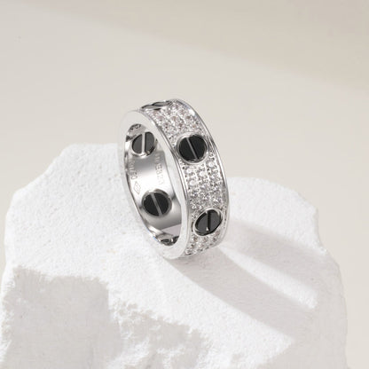 [Lumi Jewelery]LOVE RING 5.5MM DIAMONDS PAVED CERAMIC