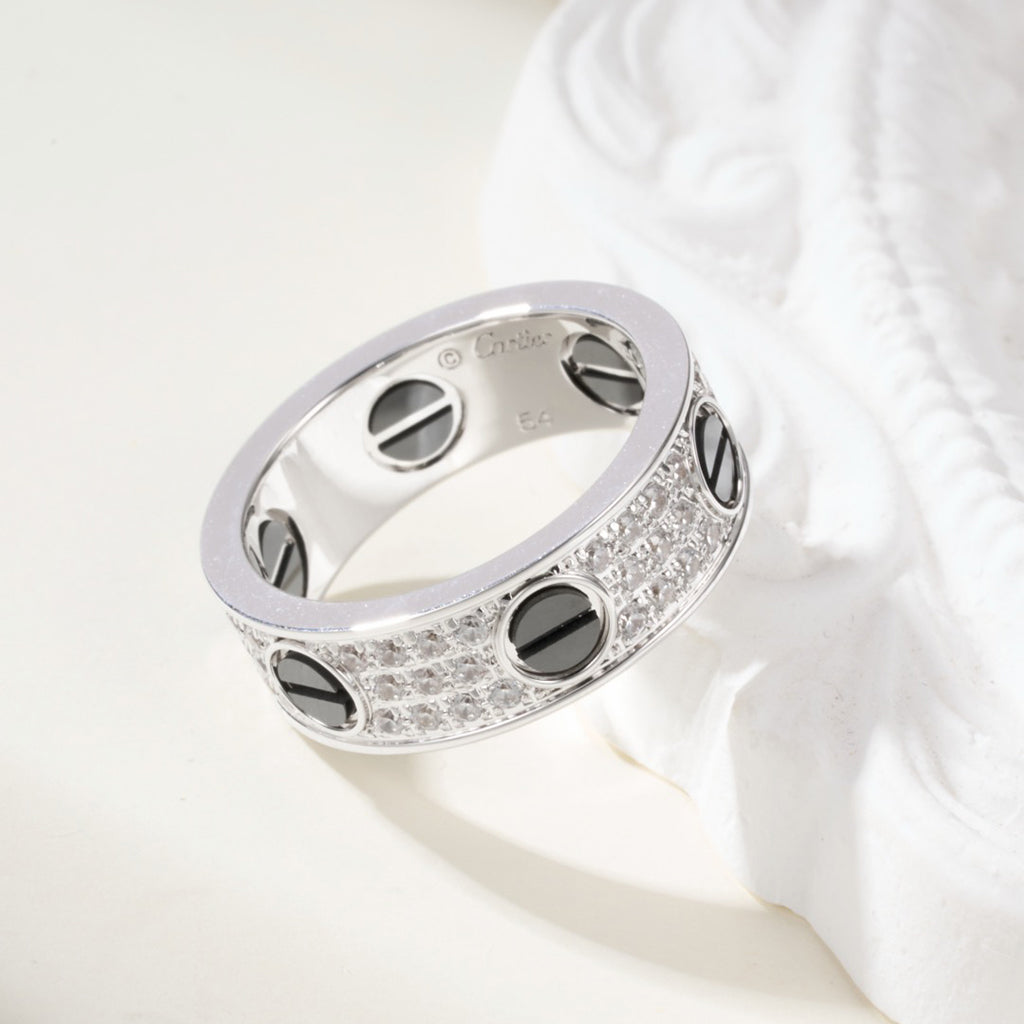 [Lumi Jewelery]LOVE RING 5.5MM DIAMONDS PAVED CERAMIC
