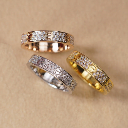 [Lumi Jewelery]LOVE RING 4.0MM DIAMOND PAVED