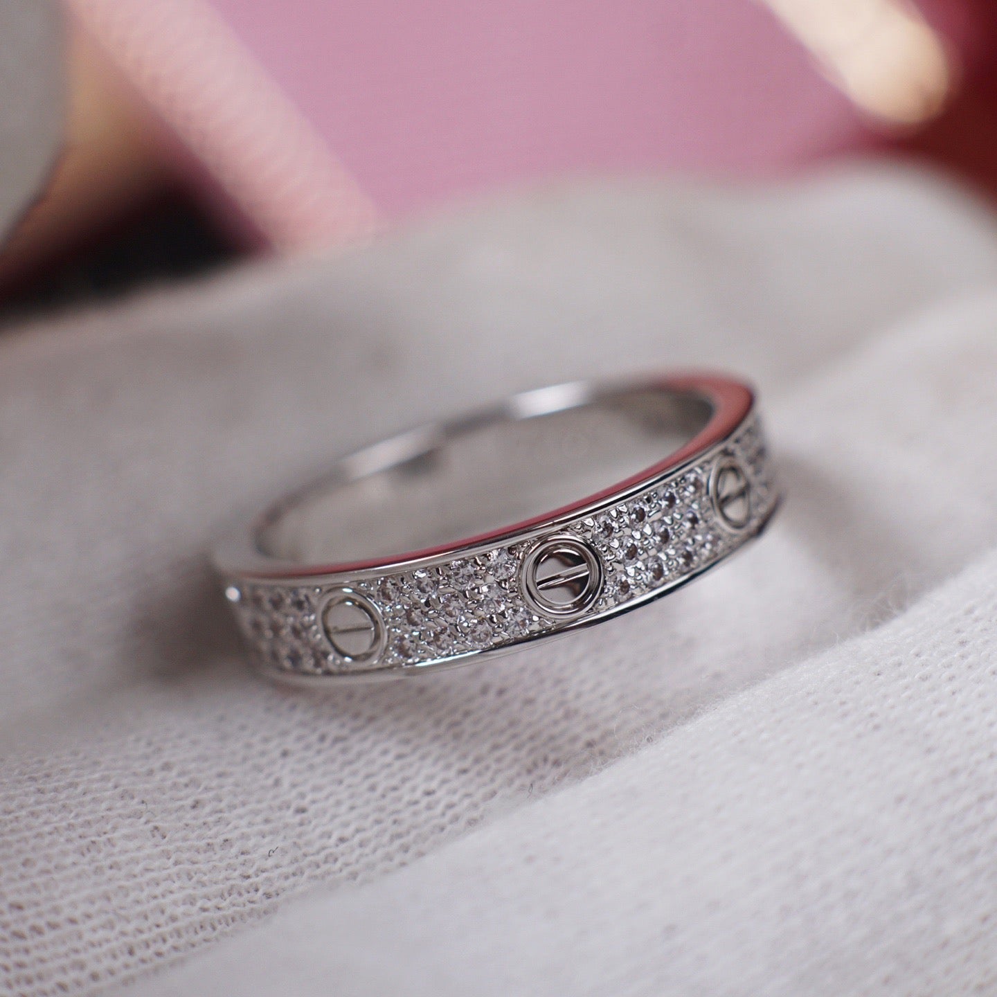 [Lumi Jewelery]LOVE RING 4.0MM DIAMOND PAVED