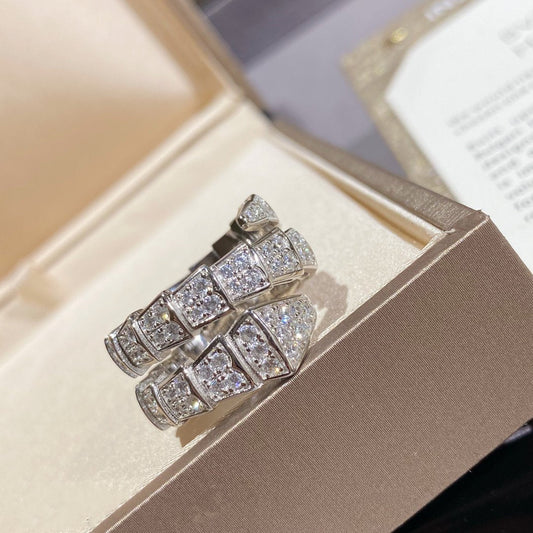 [Lumi Jewels]SERPENTI DOUBLE RING SILVER DIAMOND PAVED