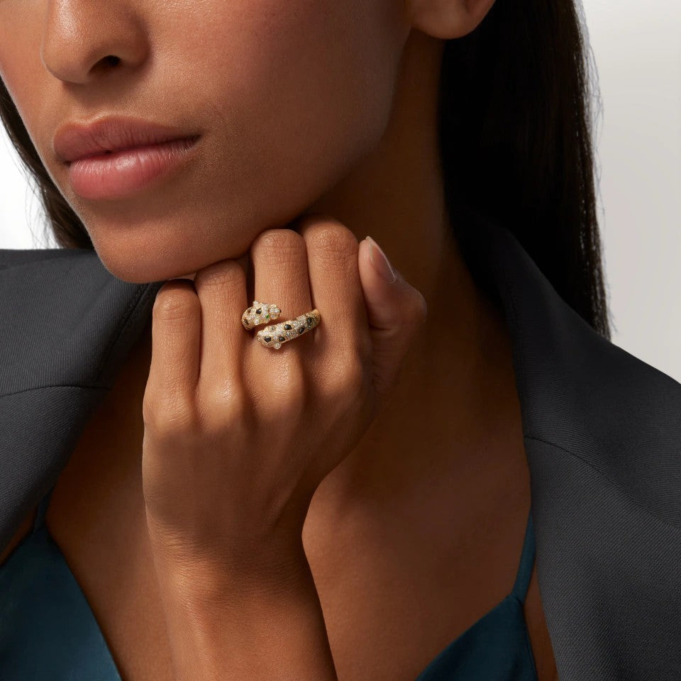 [Lumi Jewelery]PANTHERE DOUBLE HEADED FULL DIAMOND  RING