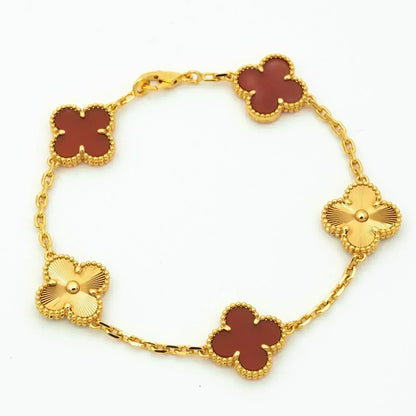 [Lumi Jewels]CLOVER  5 MOTIFS CARNELIAN GOLD BRACELET
