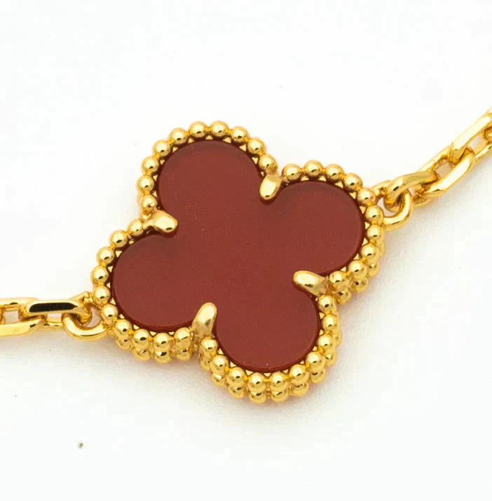 [Lumi Jewels]CLOVER 5 MOTIFS CARNELIAN DIAMOND BRACELET