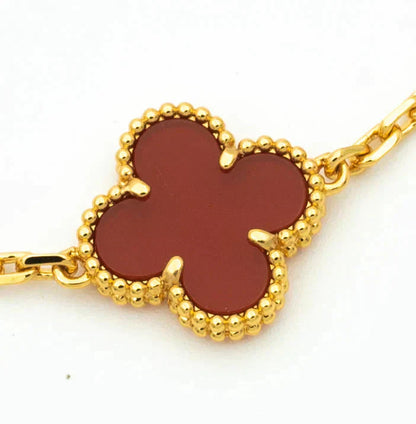 [Lumi Jewels]CLOVER 5 MOTIFS CARNELIAN DIAMOND BRACELET