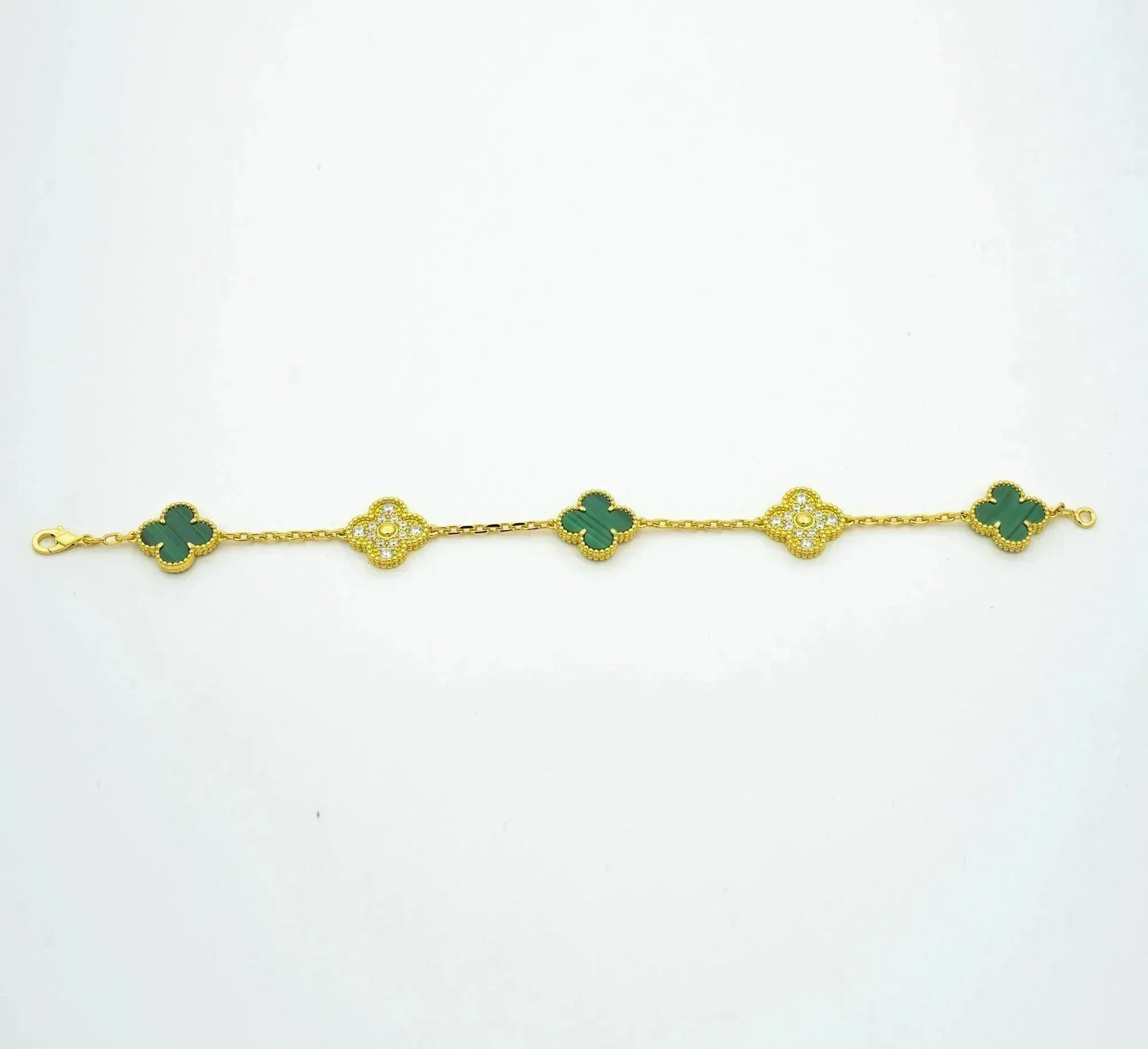 [Lumi Jewels]CLOVER  5 MOTIF MALACHITE DIAMOND BRACELET