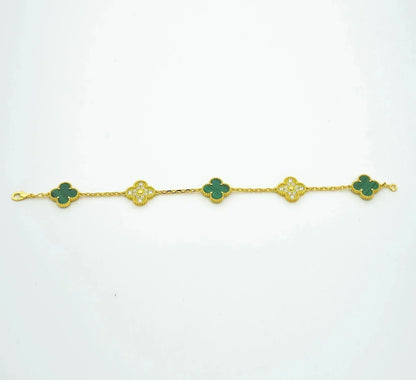 [Lumi Jewels]CLOVER  5 MOTIF MALACHITE DIAMOND BRACELET