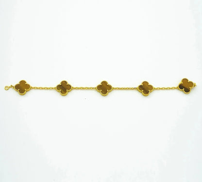 [Lumi Jewels]CLOVER  5 MOTIFS TIGER EYE BRACELET