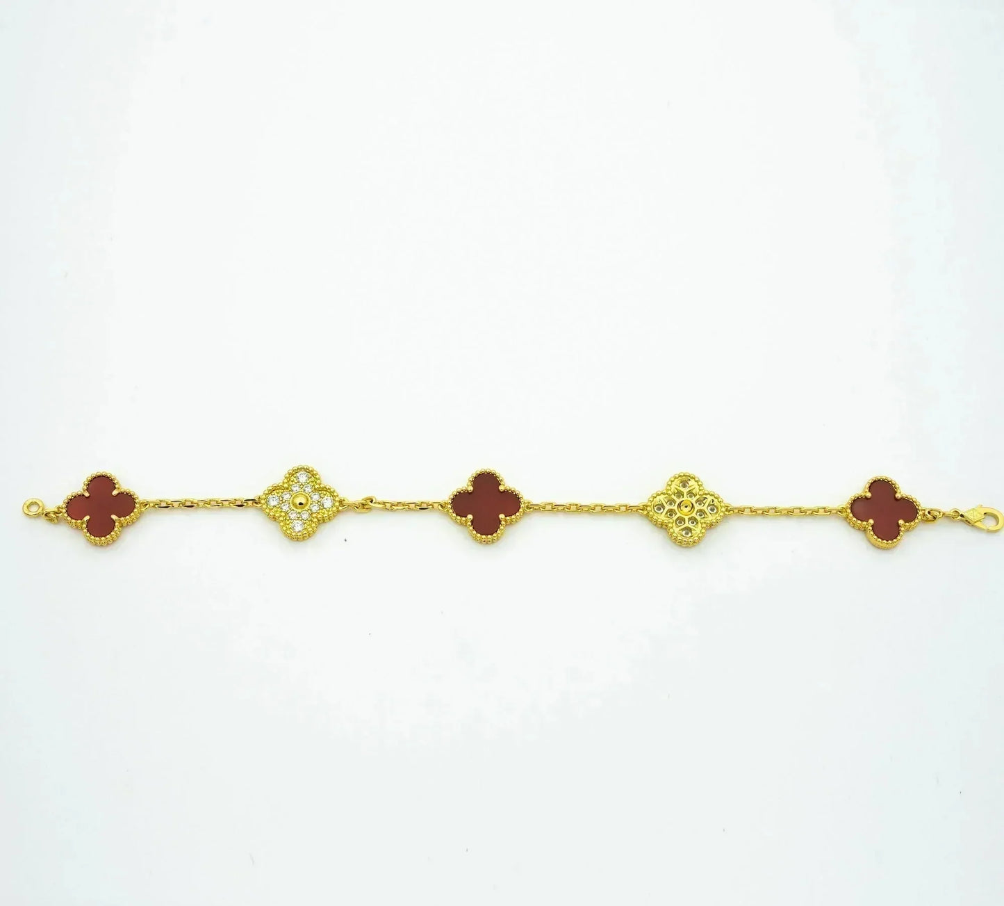 [Lumi Jewels]CLOVER 5 MOTIFS CARNELIAN DIAMOND BRACELET