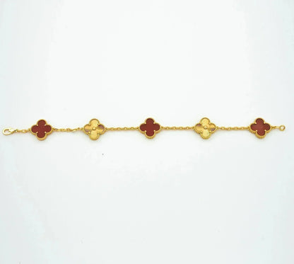 [Lumi Jewels]CLOVER  5 MOTIFS CARNELIAN GOLD BRACELET