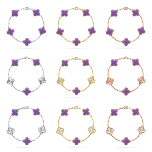 [Lumi Jewels] CLOVER 5 MOTIF VIOLET BRACELET COLLECTION