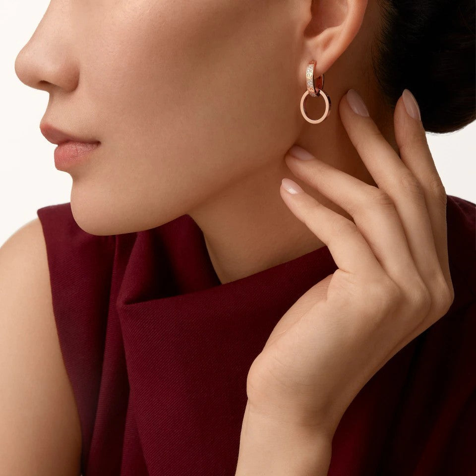 [Lumi Jewelery]LOVE 3.3MM DANGLE HALF DIAMOND EARRINGS