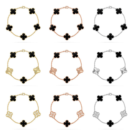 [Lumi Jewels] CLOVER 5 MOTIF ONYXS BRACELET COLLECTION