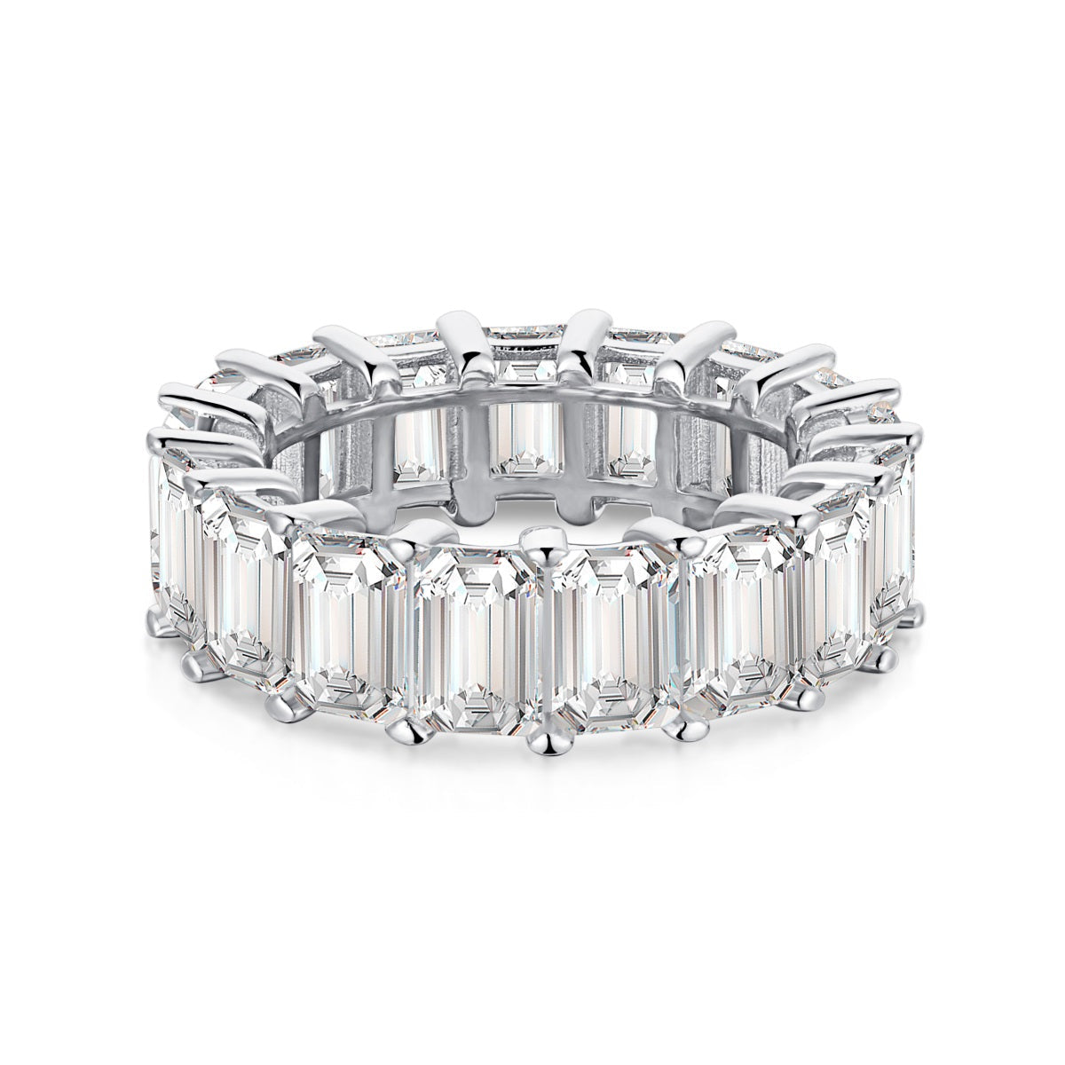 [Lumi Jewels]0.75 Carat Elegant Emerald Cut Tennis Ring