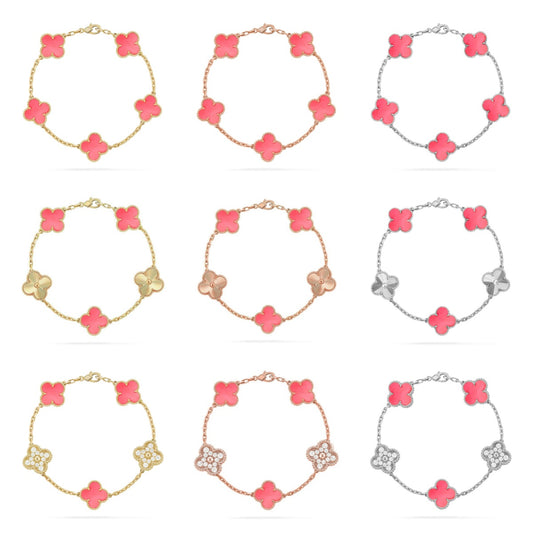 [Lumi Jewels] CLOVER 5 MOTIFS  PINK MOP BRACELET COLLECTION