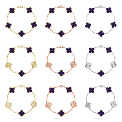 [Lumi Jewels]CLOVER 5 MOTIF PURPLE STRIPES BRACELET COLLECTION