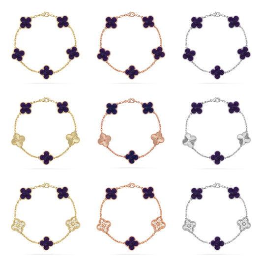 [Lumi Jewels]CLOVER 5 MOTIF PURPLE STRIPES BRACELET COLLECTION