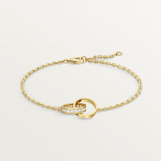 [Lumi Jewelery]LOVE DOUBLE RING HALF DIAMOND BRACELET