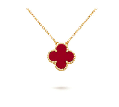 [Lumi Jewels]CLOVER 15MM CARNELIAN SINGLE FLOWER NECKLACE