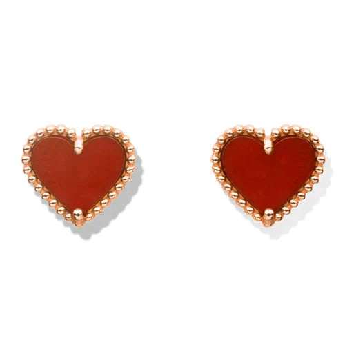 [Lumi Jewels]HEART CARNELIAN STUD EARRINGS