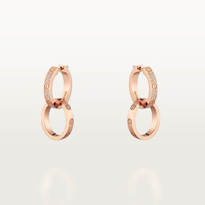 [Lumi Jewelery]LOVE 3.3MM DANGLE HALF DIAMOND EARRINGS