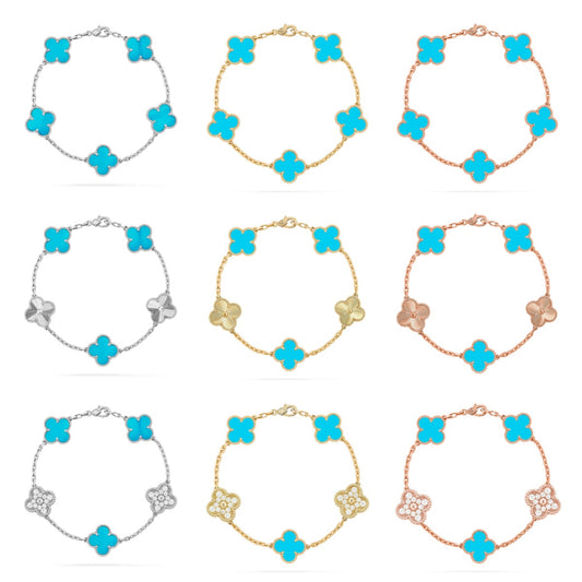 [Lumi Jewels] CLOVER 5 MOTIF TURQUOISE BRACELET COLLECTION