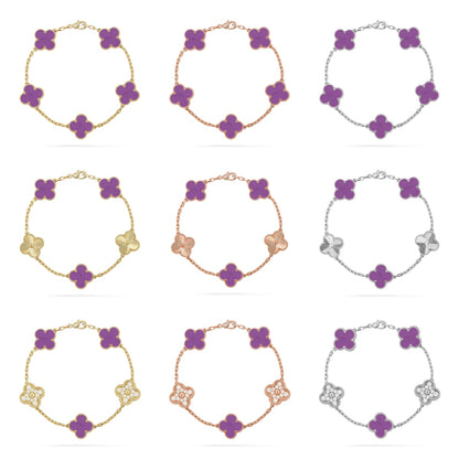 [Lumi Jewels]CLOVER 5 MOTIF LIGHT PURPLE BRACELET COLLECTION